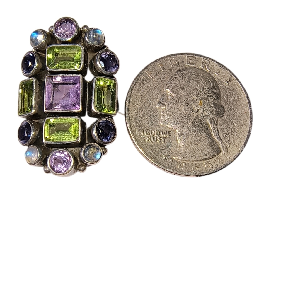 Nicky Butler Multi Gemstone & Sterling Silver Elongated Statement Ring - Picture 5 of 12